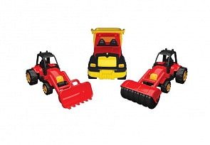 Набор из 3-х красных машин для укладки асфальта, 35 см (Terides, Т8-013)