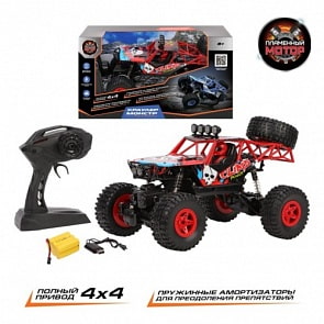 Краулер на радиоуправлении Монстр, 4WD, аккумулятор, красный (Пламенный мотор, 870444)