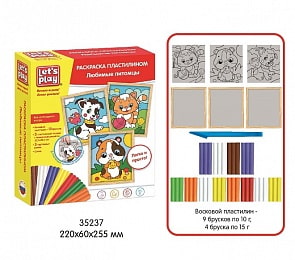 Раскраска пластилином - Любимые питомцы, 3 картинки (Let’s play, 35237)