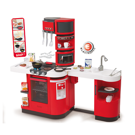 Кухня Smoby Cook Master Red детская, красная, со звуком + в подарок чайник и блендер 