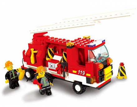 Конструктор - Пожарная машина с фигурками, 175 деталей 