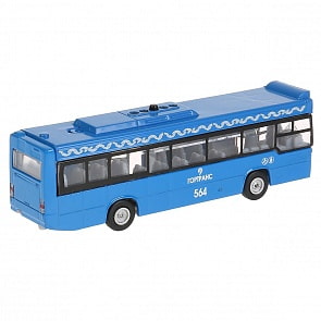 Инерционный металлический - Автобус, 17 см, свет, звук, открываются двери (Технопарк, SB-18-28WB)