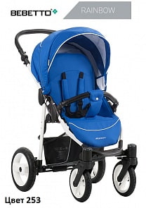 Детская прогулочная коляска Rainbow, синяя, шасси белая/BIA (Bebetto, WB120_253)