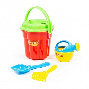Набор №280: ведро-цветок большое, ситечко-цветок большое, лопатка №5, грабельки №5, лейка малая №4 (Полесье, 4825) (ассортимент)