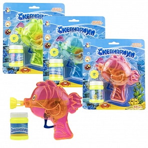 Пистолет механический из серии Океанариум – Рыбка-клоун с мыльными пузырями и светом, разные цвета (1toy, Т15025) (ассортимент)
