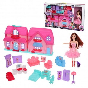 Домик складной с куклой и 18 аксессуарами (Наша Игрушка, 88018B)
