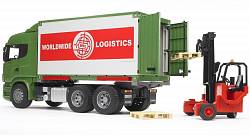 Фургон Bruder Scania с погрузчиком и паллетами (Bruder, 03-580) - миниатюра