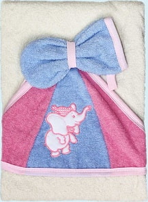 Полотенце с капюшоном и массажная рукавичка из серии Циркус, желтый (Золотой Гусь, 3253)