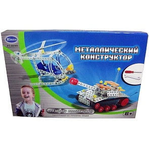 Конструктор металлический- танк и вертолёт, 232 детали (Rinzo, PT-00155)