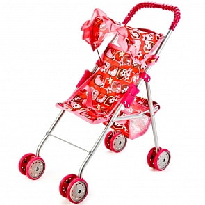 Коляска для кукол с корзиной и ремнем безопасности, красная (Карапуз, 63BIW-C1sim)