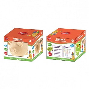 Набор для росписи – Свинка копилка керамическая с акриловыми красками и кистью (MultiArt, 2104232501-BGsim)