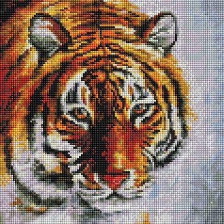 Мозаика алмазная на раме - Тигр на снегу, 30 х 30 см 