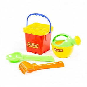 Набор №264: ведро-крепость малое, ситечко-крепость, совок №2, грабельки №2, лейка малая №3 (Полесье, 7147) (ассортимент)