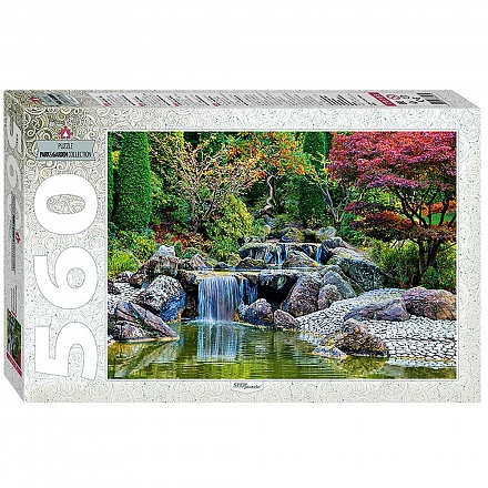 Пазл - Каскадный водопад в японском саду, 560 деталей 
