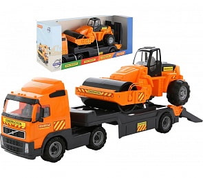 Автомобиль-трейлер и дорожный каток Volvo (Полесье, 9630) (ассортимент)