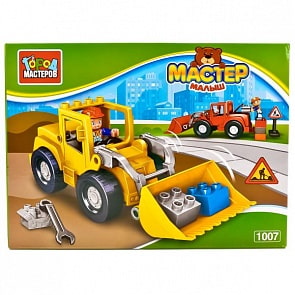 Конструктор из серии Большие кубики: Бульдозер, с фигуркой (Город Мастеров, LL-1007-Rsim)
