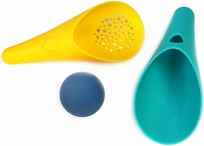 Набор для песка и снега Quut Cuppi с 2 совочками и мячиком, цвет: зелёный и жёлтый (Quut, 170648)