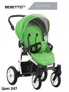 Детская прогулочная коляска Rainbow, салатовая, шасси белая/BIA (Bebetto, WB120_247)