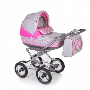 Коляска классическая 2 в 1 – Laura Соты, серый/розовый (Jetem, 10_серый/розовый)