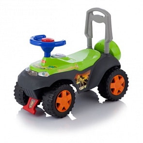 Детская зелёная каталка со звуковыми и световыми эффектами Dinosauros World Tolocar (Jetem, 3101_зеленый)