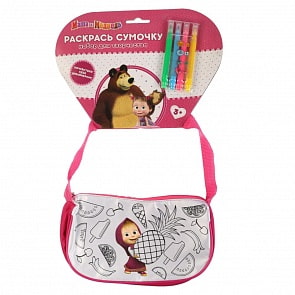 Сумочка для росписи MultiArt - Маша и Медведь, с фломастерами и стразами (MultiArt, ST-027-MM)