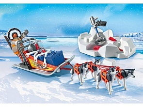 Игровой набор – Полярная экспедиция: Хаски с нарисованными санями (Playmobil, 9057pm)