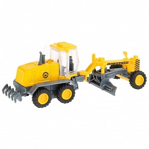 Машина металлическая Грейдер, длина 17 см., открываются двери, подвижные детали (Технопарк, SB-18-08-B-WB)