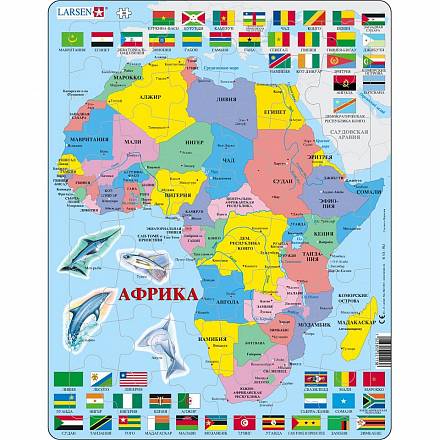 Пазл - карта Африка, 70 деталей 