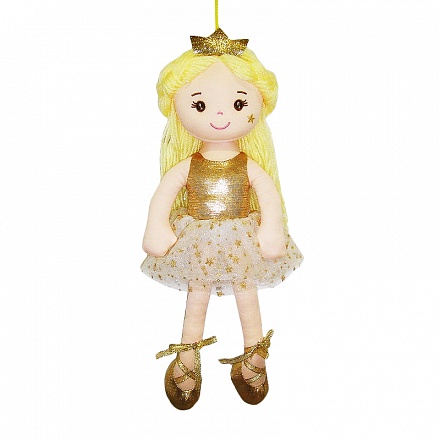 Кукла мягконабивная - Принцесса в золотом платье и короной, 38 см 