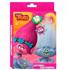 Набор сделай картинку Тролли из пластилина 12 цветов (CENTRUM, 87593)