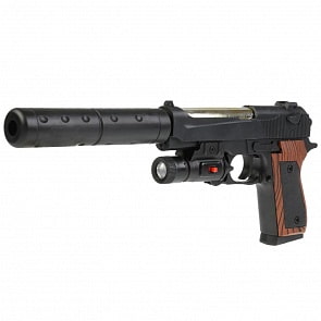 Пистолет с глушителем и пульками P2117, свет (100000187)