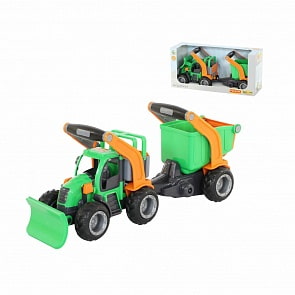 Трактор снегоуборочный ГрипТрак с полуприцепом, в коробке (Полесье, 37381)