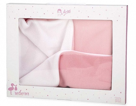 Одеяло-конверт для куклы, розовый с белым, 56 х 71 см 