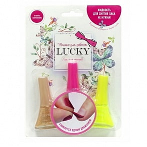 Lucky: набор из 3 лаков - Золотой Металлик №096 + Фуксия №133 + Желтый №117, блистер (1toy, Т11206)