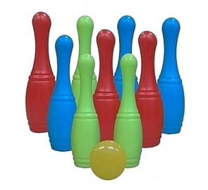 Набор из 9 кеглей с маленьким мячом, в сетке (Рыжий кот, И-1629)