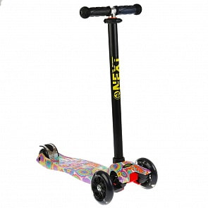 Самокат 3-х колесный с цветочным принтом, управляется наклоном, колёса Pu 120 и 80, свет, регулируемый руль (Next, JP-MG-03B-WTP2)