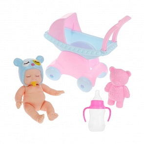 Пупс 12,5 см с аксессуарами в комплекте, 4 предмета (Наша Игрушка, LD5588F-4)