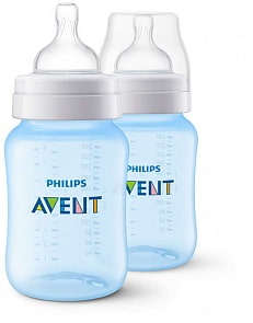 Бутылочки для кормления Серия Classic+, 260 мл, 2 шт., голубые (Avent, SCF565/27)