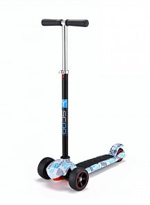 Трехколесный самокат Kick Print white blue Top Y-Scoo, 4042RT