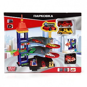 Парковка с 3 уровнями, лифтом, подъемником и машинками (Технопарк, 32524-Rsim)