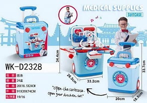 Набор игровой в чемодане с выдвижной ручкой - Доктор, световые и звуковые эффекты (Junfa Toys, L666-38A)