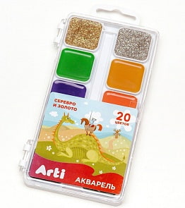 Акварель медовая п/сухая - Сказочный мир, 20 цветов, без кисти (Arti, К000368)