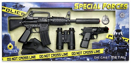 Набор Полиция: штурмовая винтовка, пистолет, бинокль, значок, кобура 