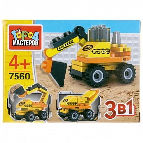 Конструктор Город Мастеров - Стройка: экскаватор 3 в 1, 33 детали (Город Мастеров, 7560-JM)