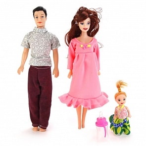 Набор из 3 кукол: папа, мама и дочка, с аксессуарами, 29 см (B1568565) (ассортимент)