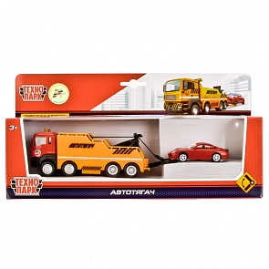 Автотягач металлический с машинкой 1:64, 20 см. (Технопарк, U1402C-7sim)