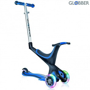 Самокат Globber EVO 5 IN 1 LIGHTS со светящимися колесами, цвет - Navy Blue (Globber, 457-100)