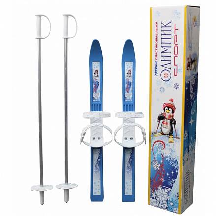 Лыжи детские Олимпик-Спорт, длина лыж – 66 см., палок - 75 см, крепление мягкое пластиковое 