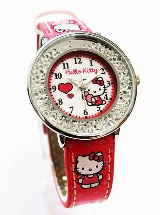 Часы наручные аналоговые Hello Kitty красные 