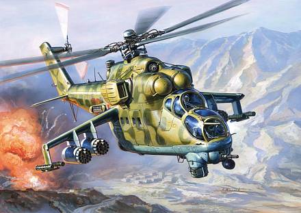 Модель для склеивания - Советский вертолет, ударный Ми-24 В/ВП Крокодил 